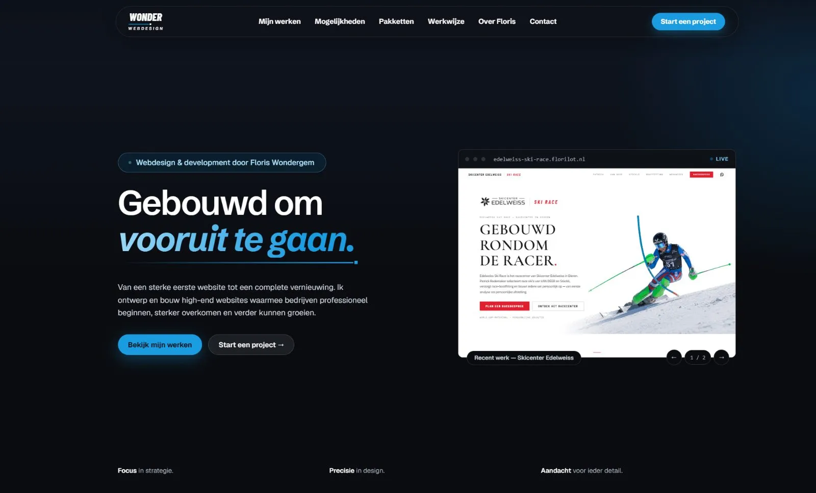 Homepage of wonderwebdesign.nl